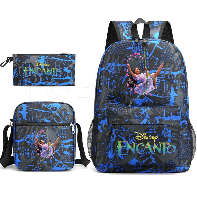 3 Pcs Set Disney Encanto Backpack Hot Backpack Pencil Case Shoulder Bag Anime 3D Bookbag Bagpack School Bag New