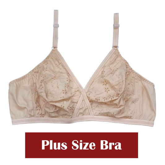 Shezaib 1 pcs Non Padded Soft Comfortable Cotton Plus Size Bra For Wom