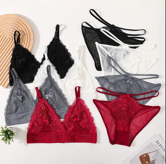 Flourish New lace embroidery bra and panty set cute underwear and bra –  Shezaib