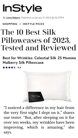 Celestial Silk pillowcases featured in Instyle