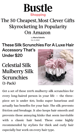 Celestial Silk scrunchies featured in bustle