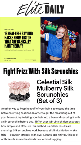 Celestial Silk scrunchies featured in the Elite Daily