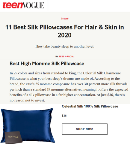 teen vogue features celestial silk pillowcases