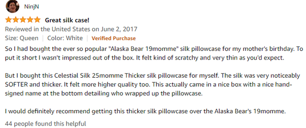 white silk pillowcase review