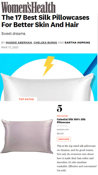 Women's Health features Celestial Silk 25 momme pillowcases