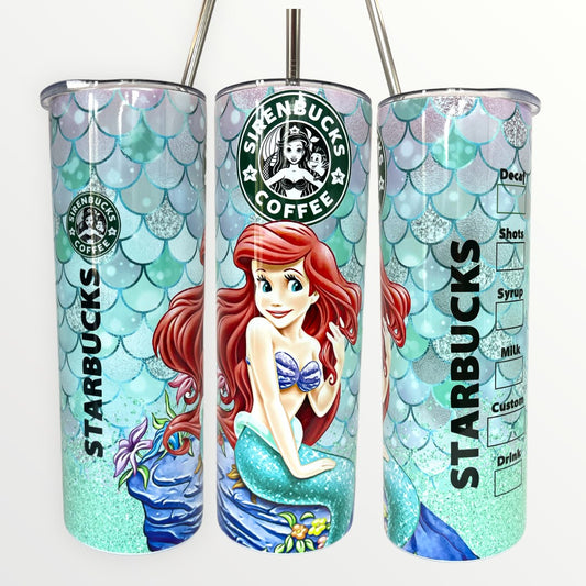 Little Mermaid Tumbler Wrap, 20 oz Skinny Tumbler Wrap, Litt