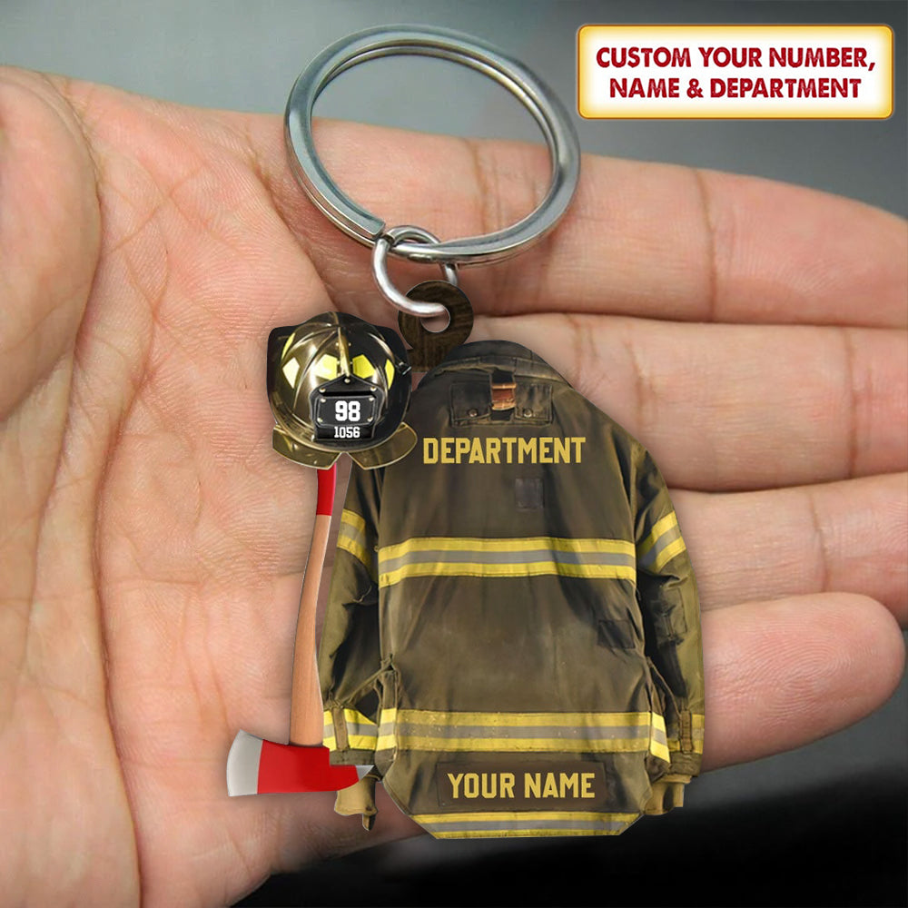 Personalized Firefighter Helmet Keychain - Custom Name, Number - nany_shops