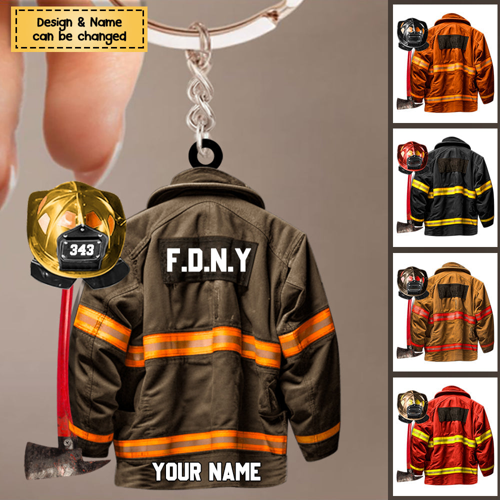 Personalized Firefighter Helmet Keychain - Custom Name, Number - nany_shops