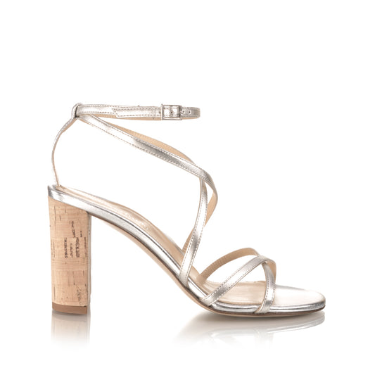 Silver Studded Block Heeled Sandal – Linzi