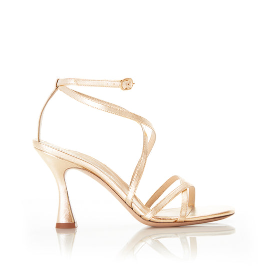 Gold Metallic Sexy Strappy Stiletto High Heels Sandals Shoes