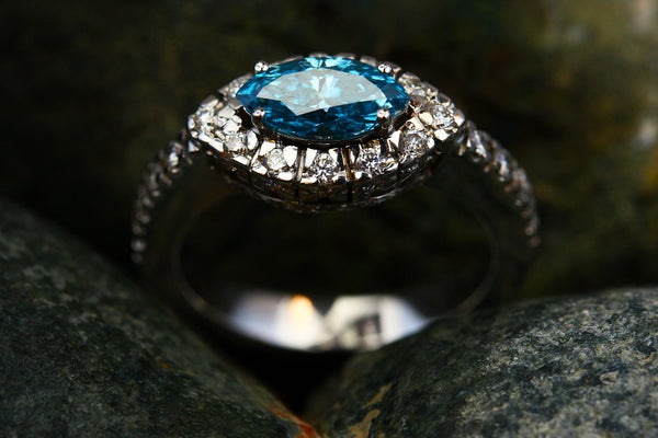 Sapphire ring on dark background