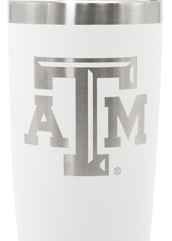 Texas A&M Block Logo Yeti White and Silver Rambler Bottle 12 oz