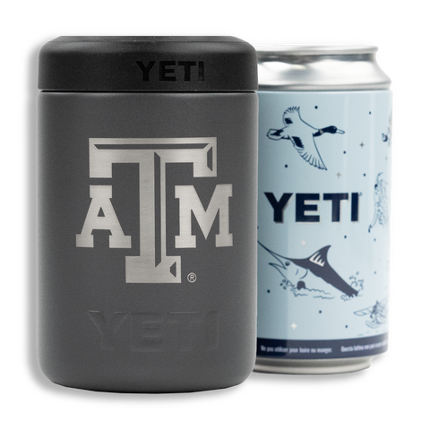 Texas A&M Block Logo Yeti White and Silver Rambler Bottle 12 oz