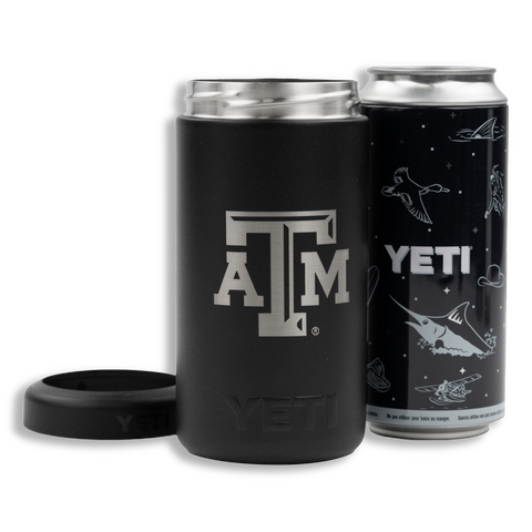 Texas A&M Block Logo Yeti White and Silver Rambler Bottle 12 oz