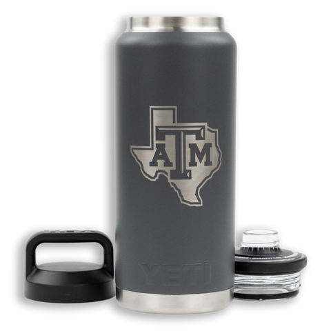 Texas A&M Block Logo Yeti White and Silver Rambler Bottle 12 oz