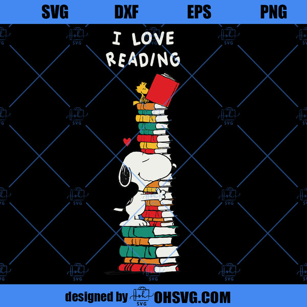 I Love Reading SVG, Snoopy Reading SVG PNG DXF Cut Files For Cricut - ohsvg
