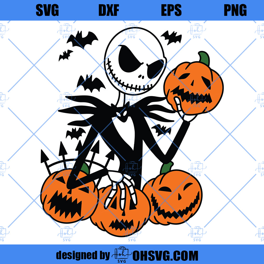 Jack Skellington Halloween SVG, Jack Skellington Pumpkin SVG - ohsvg