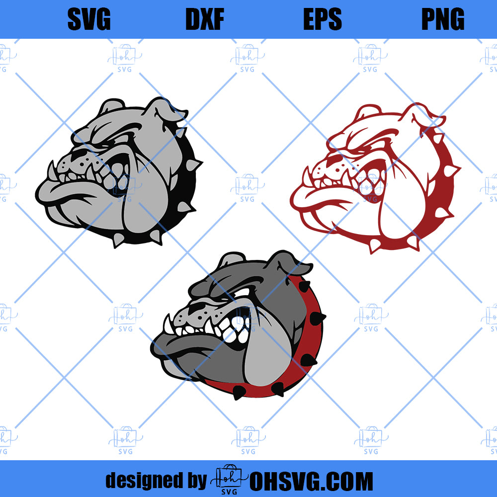 Bulldog Head SVG, Bulldog Face SVG PNG DXF Cut Files For Cricut - ohsvg