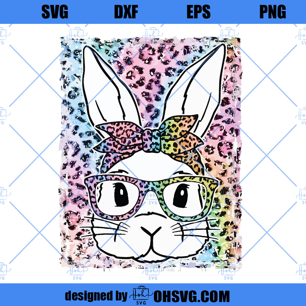 Bunny SVG, Bunny Leopard SVG, Leopard Bunny Glasses Bandana SVG - ohsvg