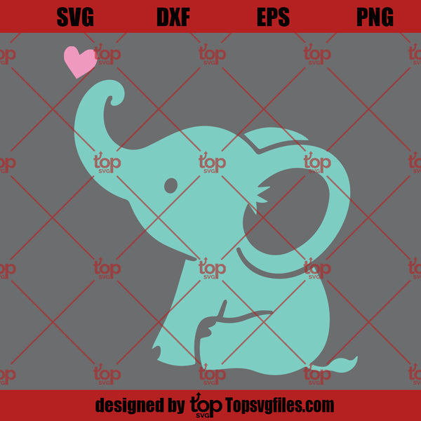 Baby Elephant SVG, Cute Elephant SVG, Elephant Baby With Heart SVG - ohsvg