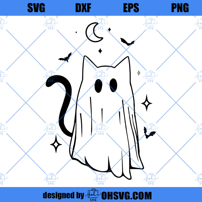Ghost cat SVG, Cat SVG, Ghost SVG, Funny Ghost Cat SVG, Boo Cat Hallow