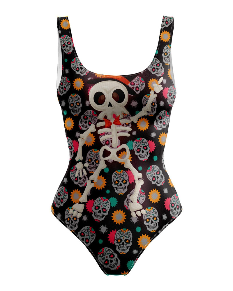 Disco Skeleton One Piece Swimsuit All Over Shirts