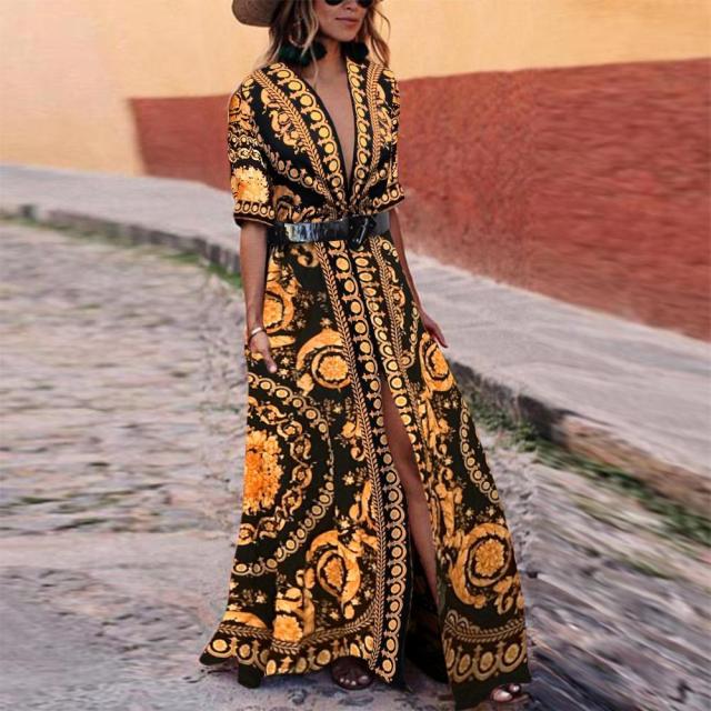 versace print maxi dress