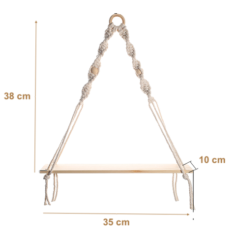 HIPPIE ~ Etagère en bois et macramé