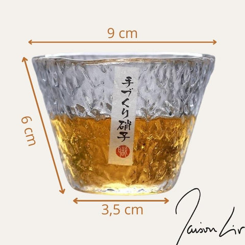 Dimensions transparent crystal whiskey glass