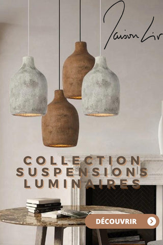 ensemble de quatre suspensions luminaires deux marrons et deux grises