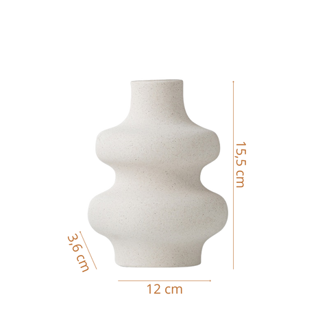 decorative vase rounded curves ecru color