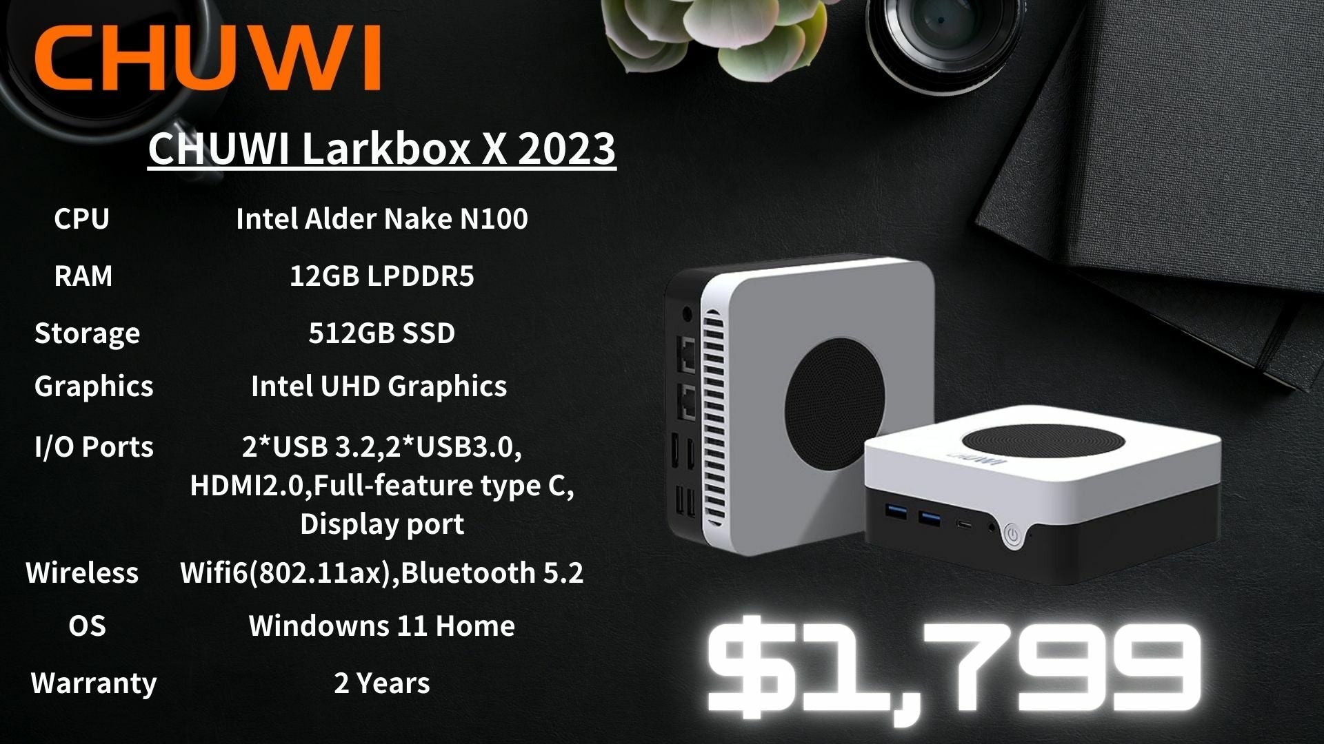 CHUWI Larkbox X 2023 Intel Alder Lake N100 12GB LPDDR5 512GB SSD