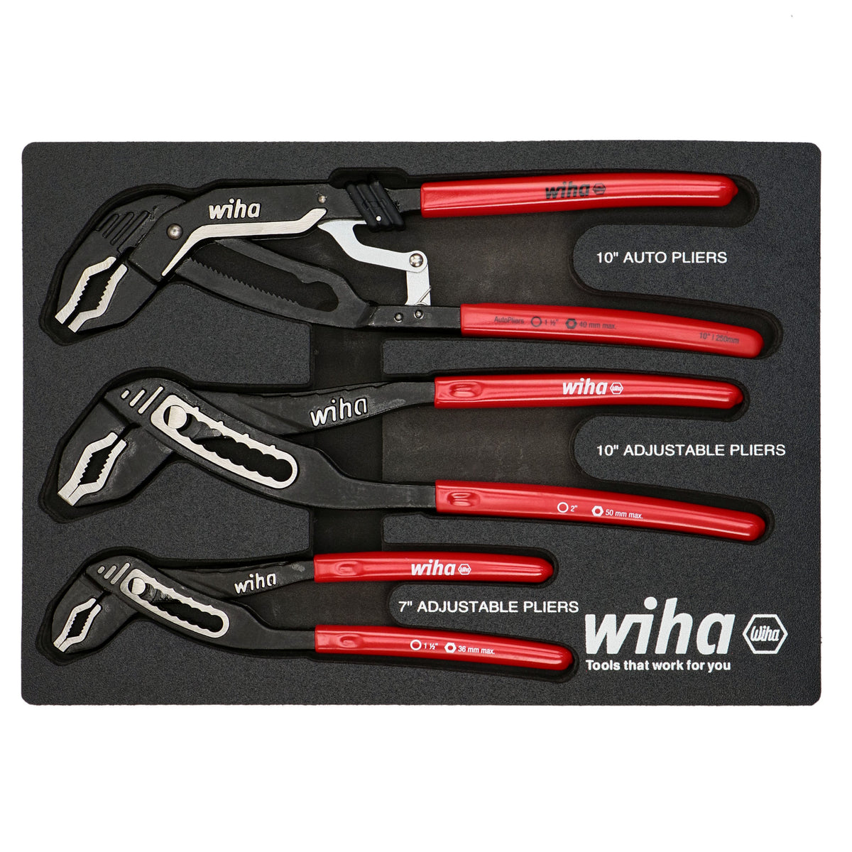 Wiha 34681 - 4 Piece Classic Grip Pliers and Cutters Tray Set