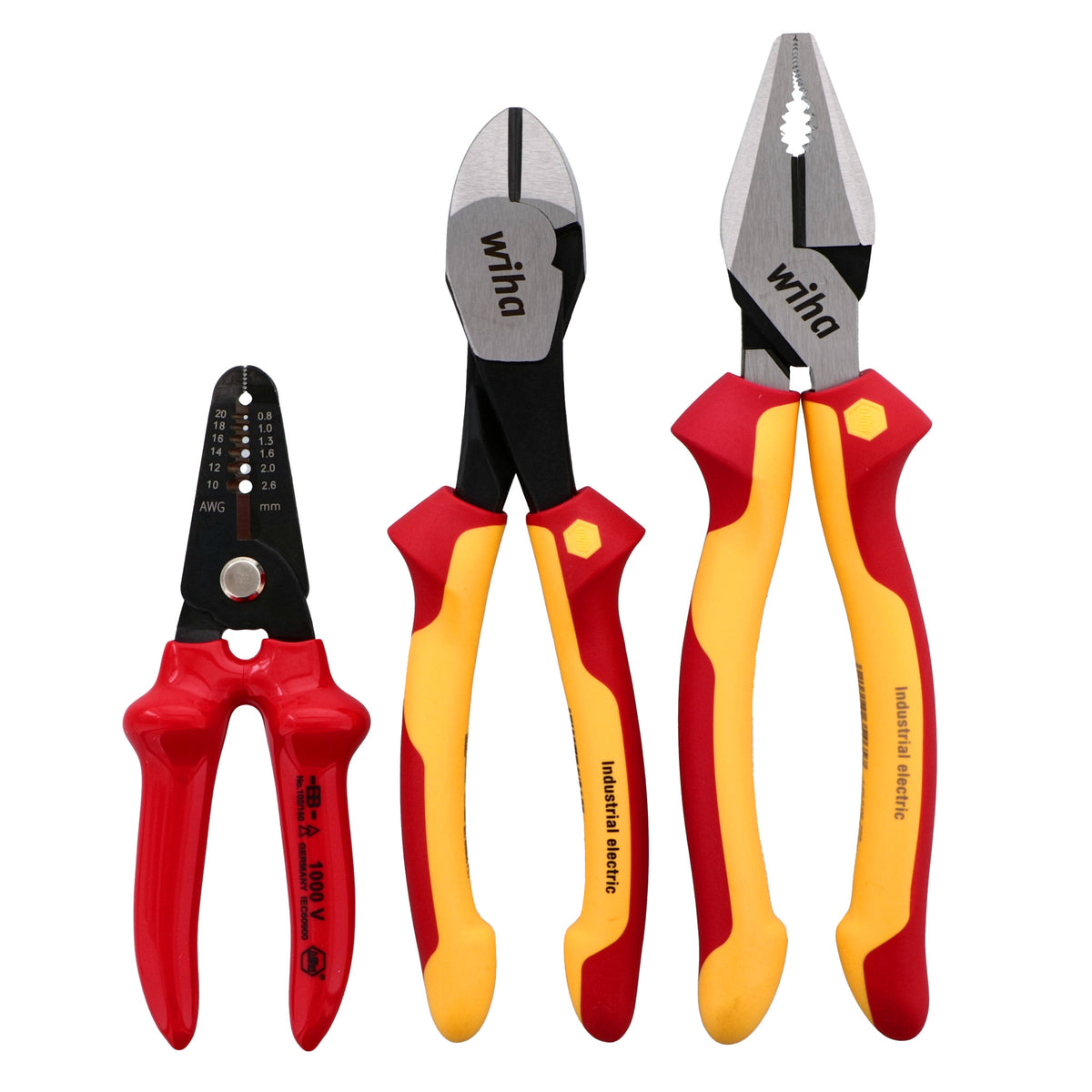 Wiha 32981 Insulated Industrial Pliers/Cutters Set