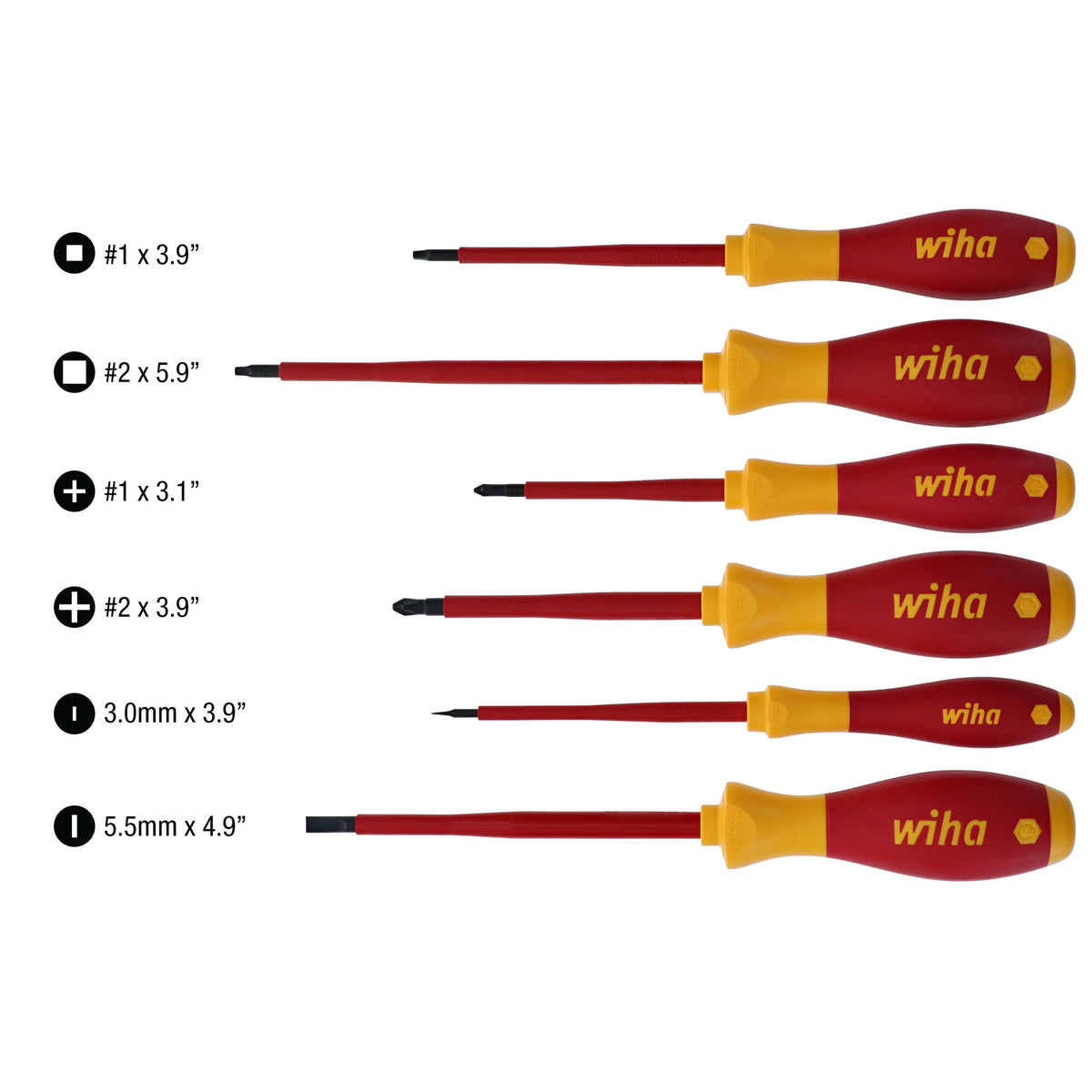 Wiha 32092 juego de destornilladores planos y Phillips aislados, 1000  voltios, 6 piezas