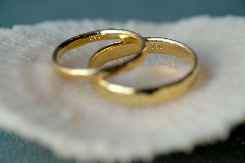 Hammered Gold Wedding Ring Set — TorchFire Studio