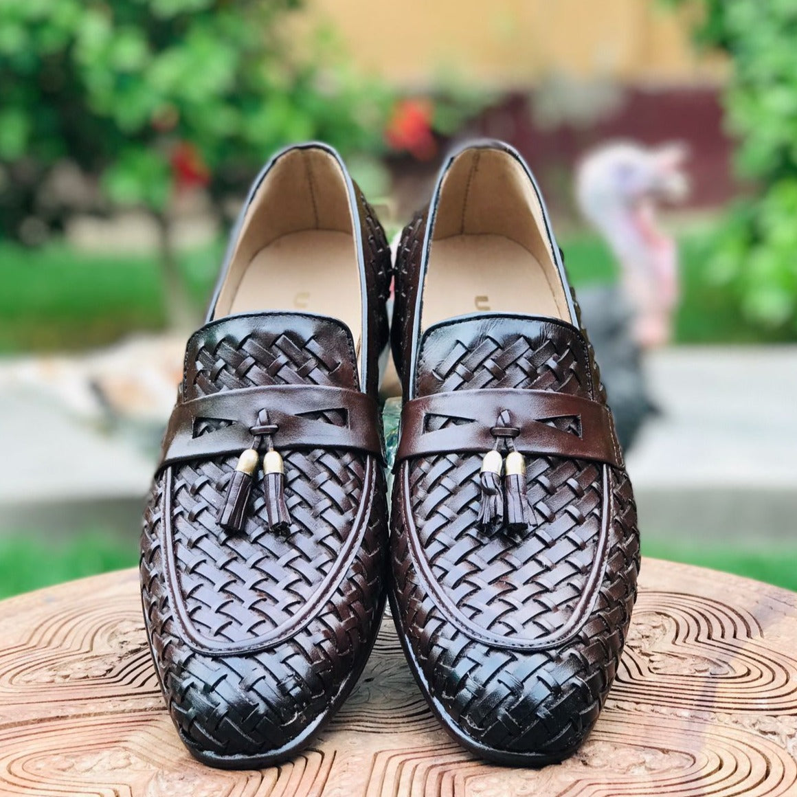 Ugur Pure Leather Tussle Weave Brown Shoes