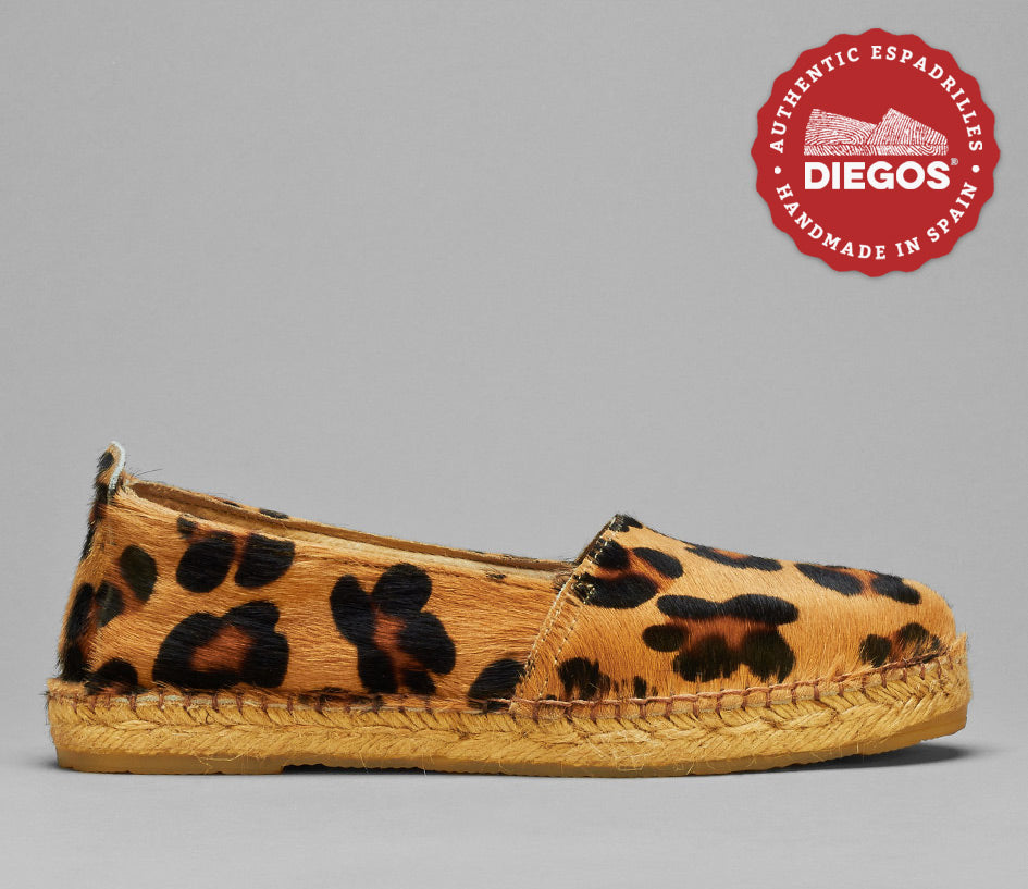 telegram Vakantie Consulaat Flat espadrilles shoes made with Leopard print Pony skin – eu.diegos.com