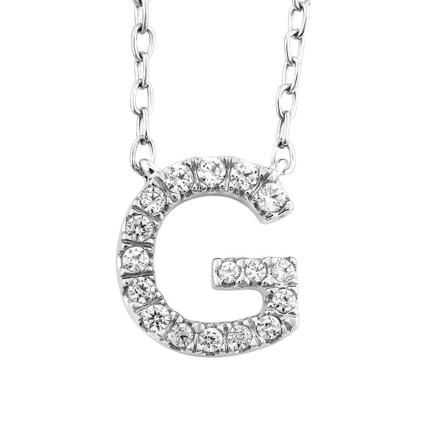 9ct White Gold Diamond Initial 'G' Necklace