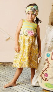 Mustard Pie Adelaide Girls Dress in Turquoise Lemonade