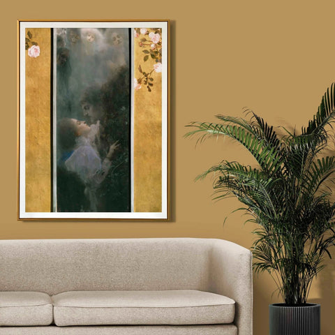 Gustav Klimt's classic oil-on-canvas painting titled 'Liebe', available to order as a premium giclée art print with a wide range of framing options.