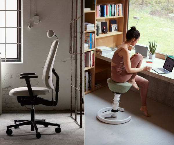 kontorsstol med rygg vs balansstol