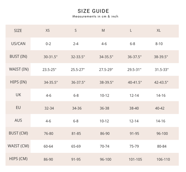 SIZE GUIDE – Mew Mews Fashion