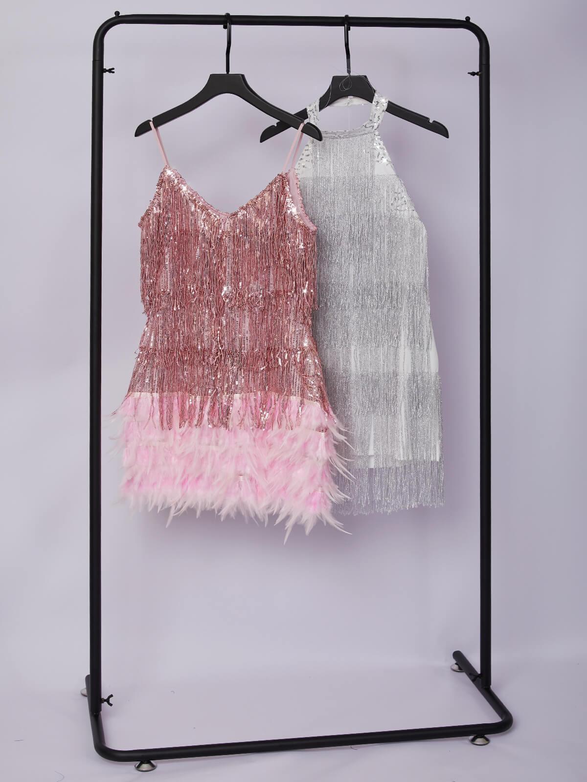 Austyn Tassel Feather Mini Dress In Pink – Mew Mews Fashion