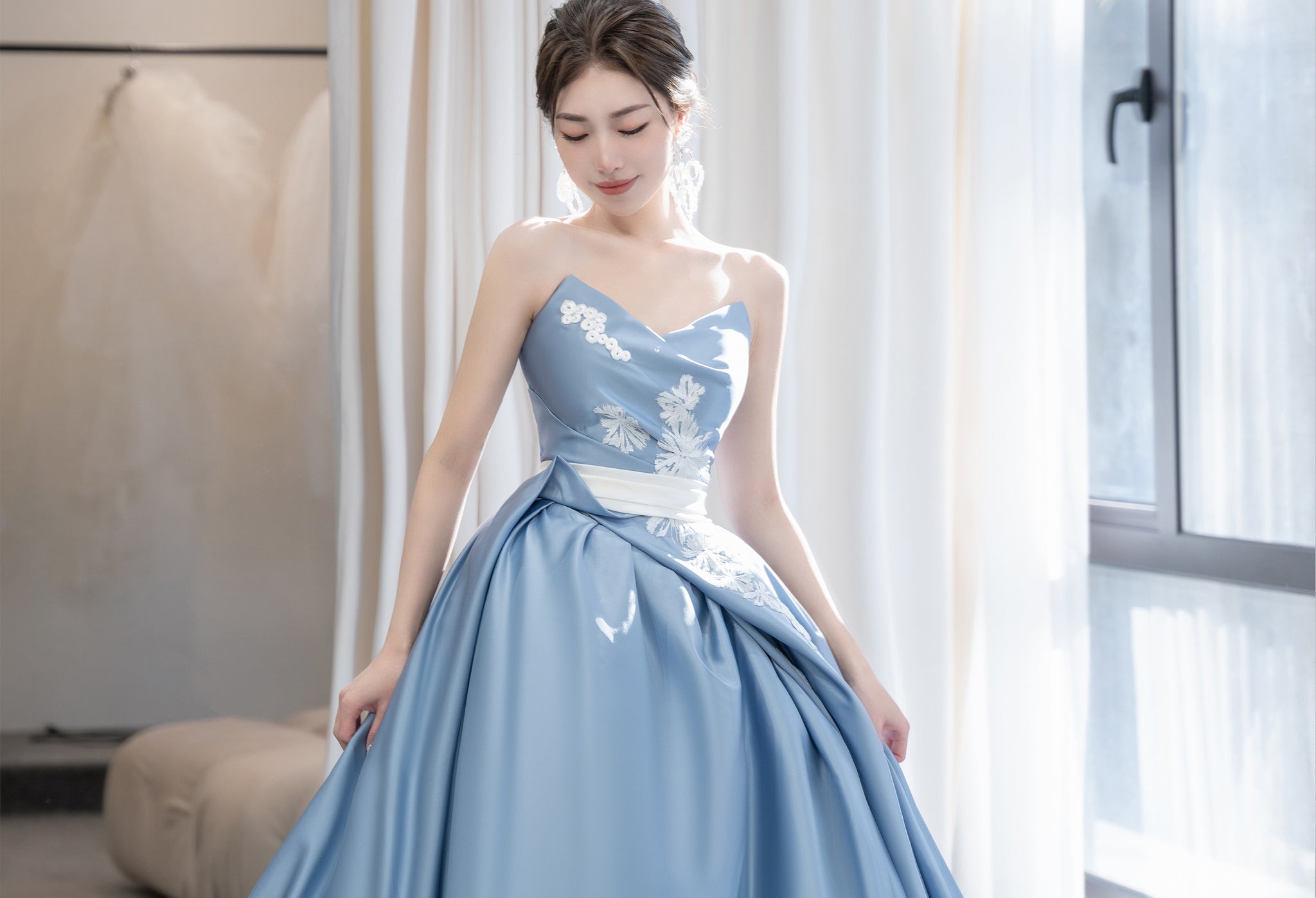 vestido de novia azul para mujer