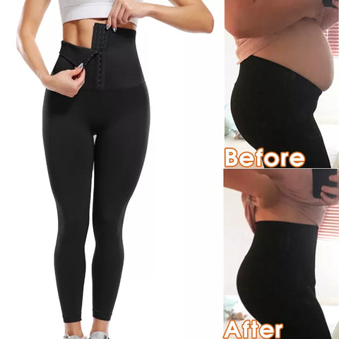 Women High Waist Corset Leggings Tummy Control Waist Trainer Cincher Pants  Body Shaping Tights