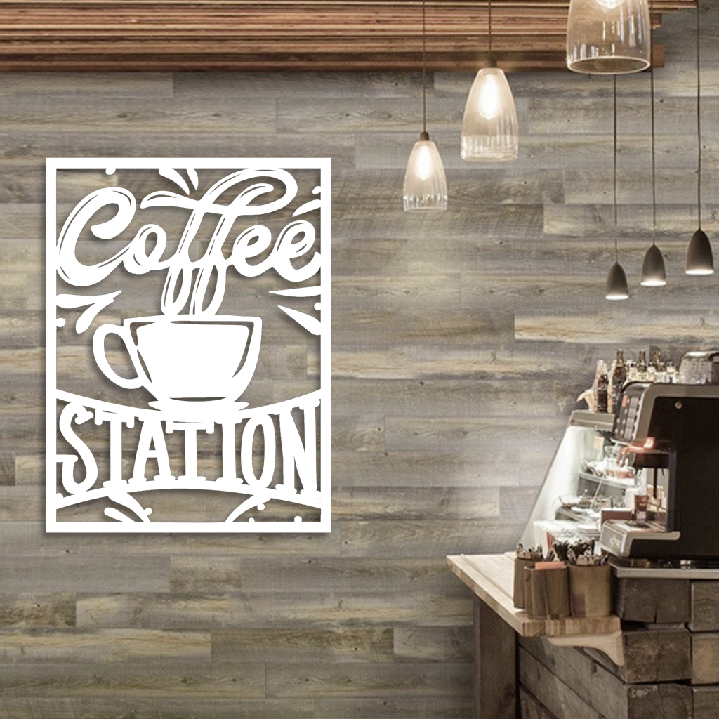 Coffee Cup Metal Wall Art Kitchen Decor 5.8x8.5 Inches Powder Coated