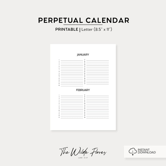 printable perpetual calendar