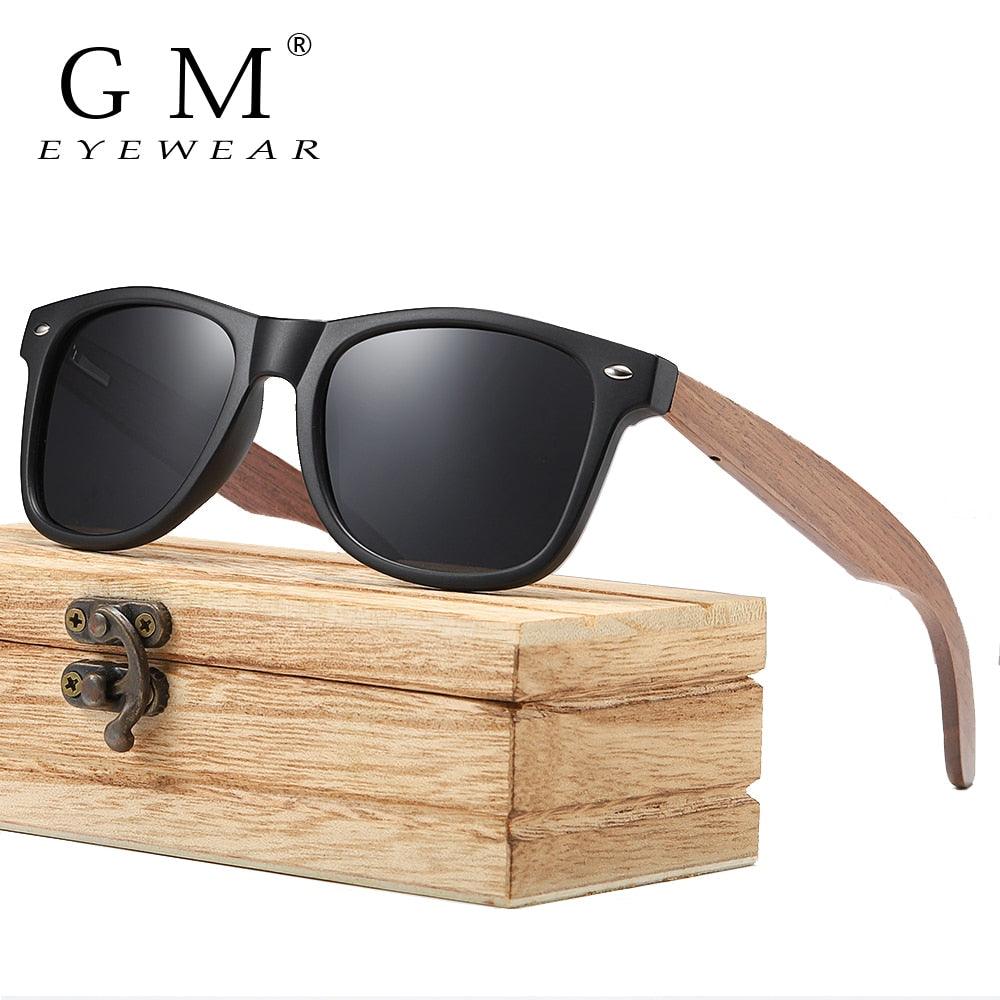 GM Brand Walnut Wooden Polarized Men's Sunglasses Square Frame Sun glasses Women Sun glasses Male Oculos de sol Masculino S7061h - www.rovinas.com