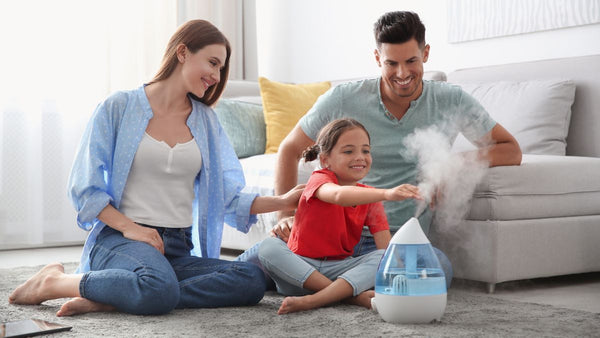 Family using a humidifier